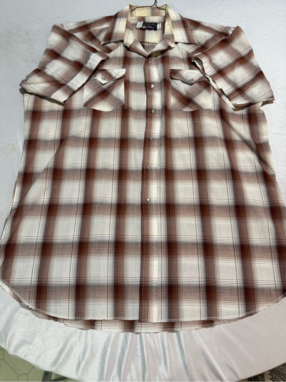 Panhandle Slim Brown & Cream Plaid Short Sleeve Western Shirt